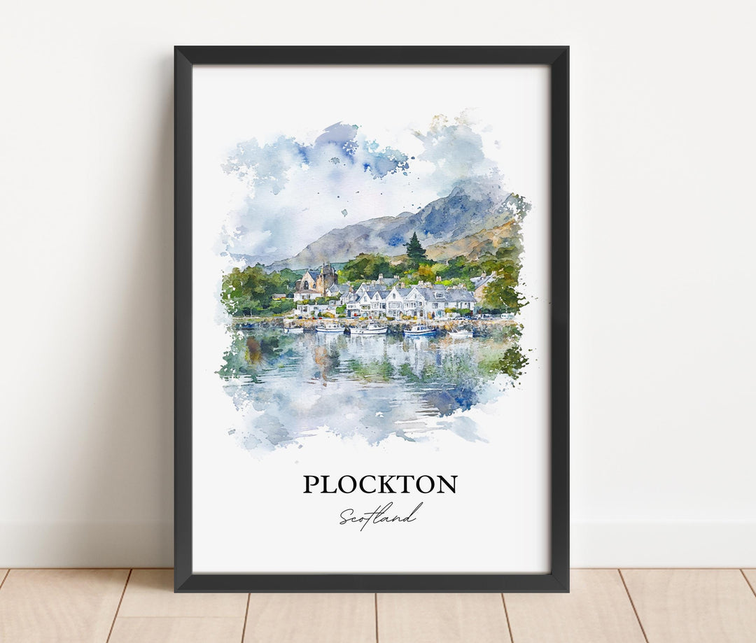 Plockton Wall Art, Plockton Scotland Print, Scotland Watercolor Art, Plockton Gift, Travel Print, Travel Poster, Housewarming Gift