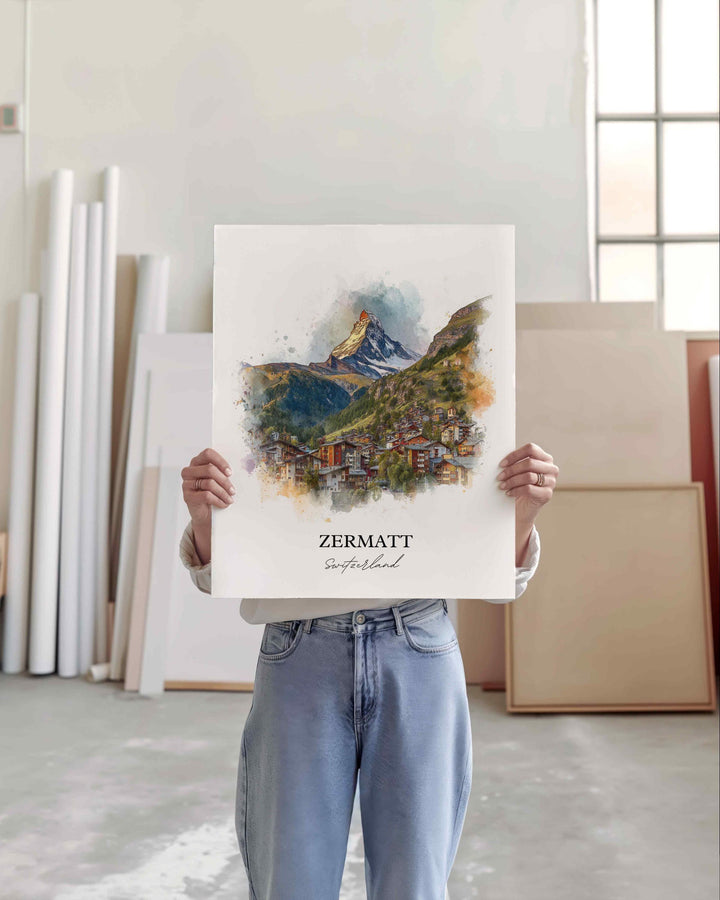 Zermatt, Switzerland – Watercolor Art Print
