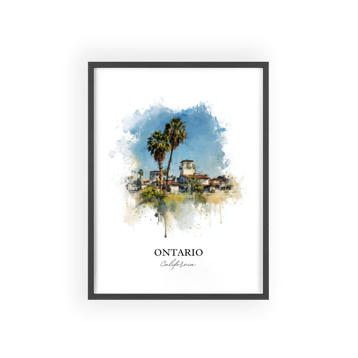 Ontario California Wall Art, Ontario CA Print, Los Angeles Watercolor Art, Los Angeles Gift, Travel Print, Travel Poster, Housewarming Gift