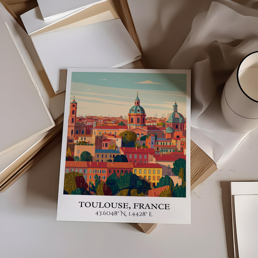 Toulouse France Art, Toulouse Retro Travel Art, Toulouse France Decor, France Gift, France Travel Art, Travel Prints, Housewarming Gift