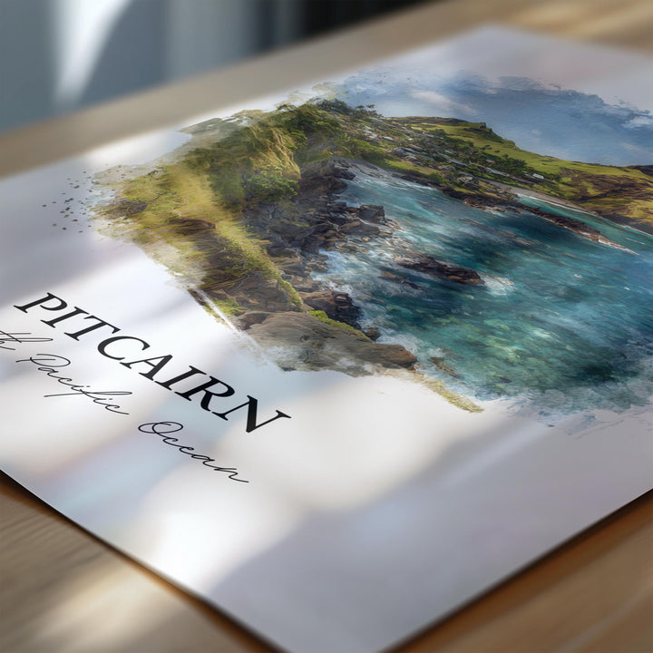 Pitcairn Wall Art, Pitcairn Print, South Pacific Islands Artwork, Pitcairn Gift, Travel Print, Travel Poster, Housewarming Gift