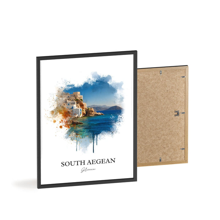 South Aegean Wall Art, Aegean Sea Print, Greece Watercolor Art, Greece Gift, South Aegean Travel Print, Travel Poster, Housewarming Gift