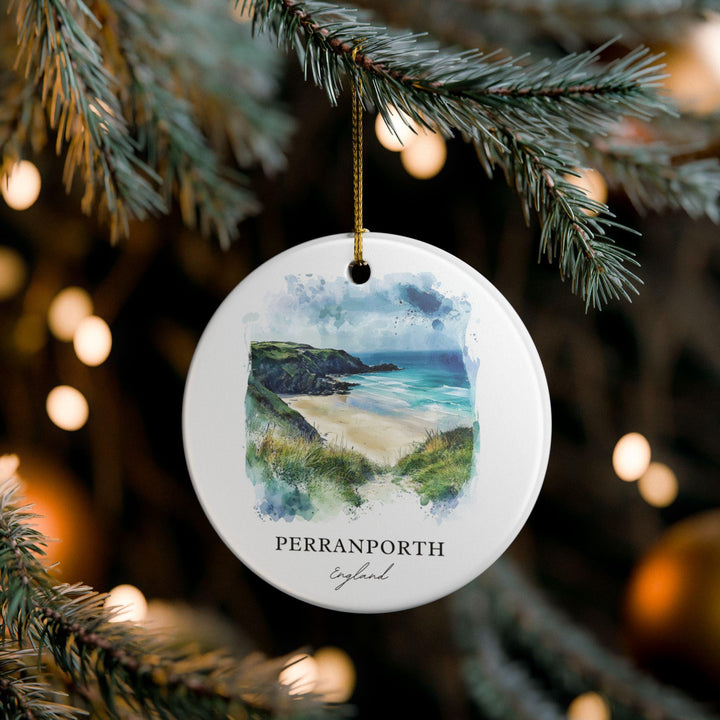 Perranporth, England Ornament: Unique Perranporth England Souvenir, Perranporth Xmas Decor, and Authentic England Gift