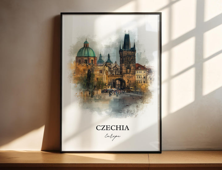 Czechia Wall Art, Czechia Print, Prague Watercolor Art, Czech Republic Gift, Travel Print, Travel Poster, Housewarming Gift