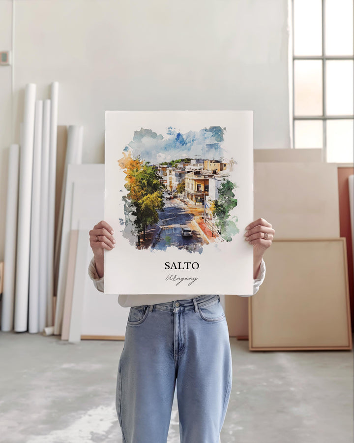 Salto Uruguay Wall Art, Salto Dept Print, Uruguay Watercolor Art, Salto Uruguay Gift, Travel Print, Travel Poster, Housewarming Gift