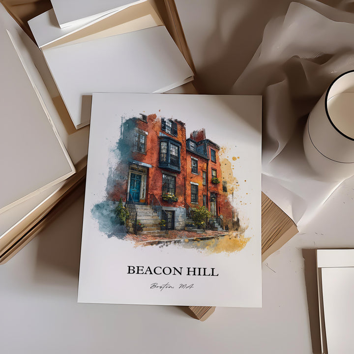 Beacon Hill, Massachusetts – Watercolor Art Print