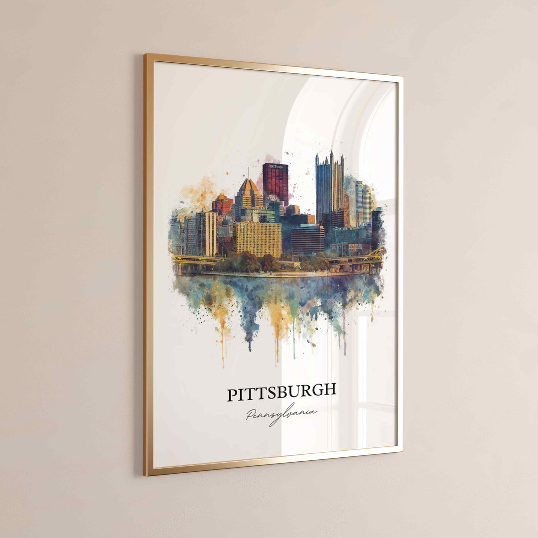 Pittsburgh, Pennsylvania Wall Art, Pittsburgh Print, Pittsburgh PA Watercolor Art, Pennsylvania Gift, Travel Print, Travel Poster, Housewarming Gift