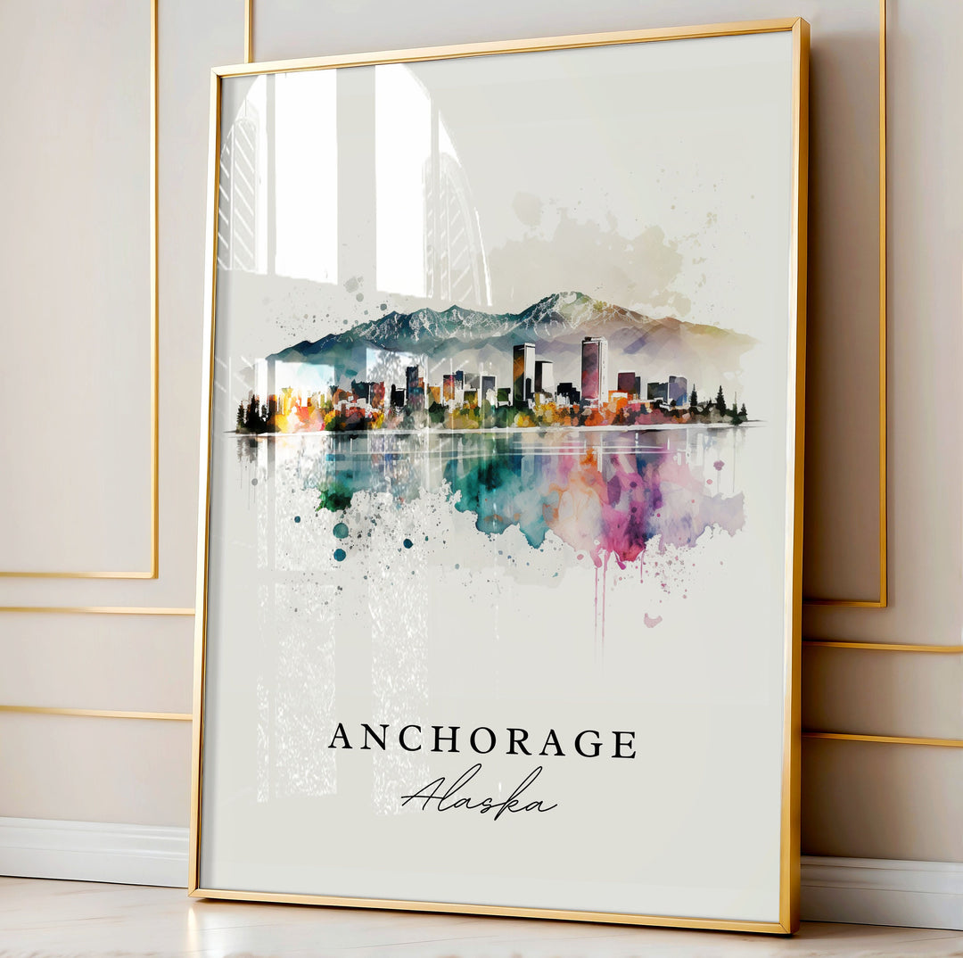 Anchorage AK wall art - Alaska, Anchorage poster, Anchorage Alaska Wedding gift, Birthday present, Custom Text, Personalised Gift
