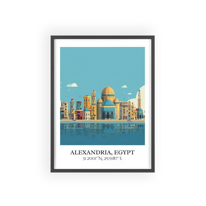Alexandria Egypt Art, Alexandria Retro Travel Art, Alexandria Home Decor, Egypt Gift, Egypt Travel Art, Travel Prints, Housewarming Gift
