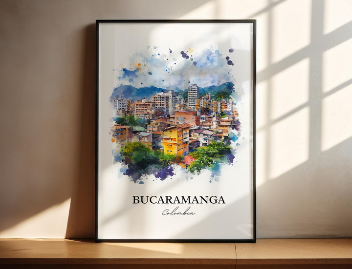 Bucaramanga Wall Art, Santander Print, Colombia Watercolor Art, Bucaramanga Gift, Travel Print, Travel Poster, Housewarming Gift