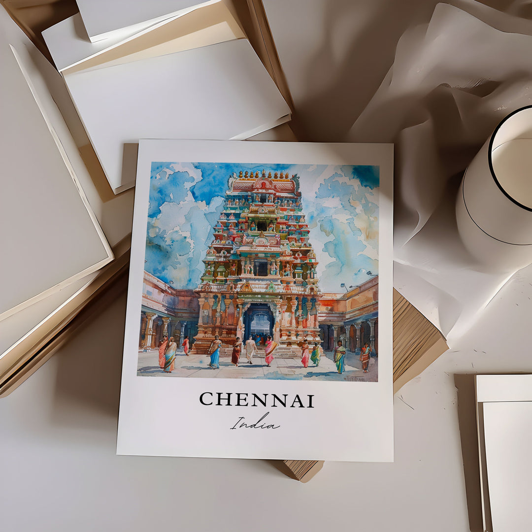 Chennai India Wall Art, Chennai Print, Chennai Watercolor, Chennai India Gift,