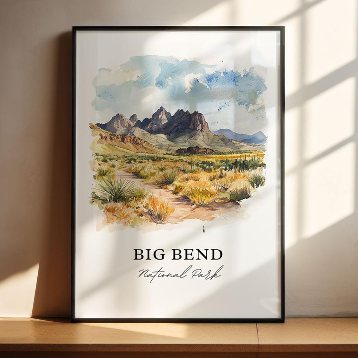 Big Bend National Park Art, Big Bend Print, Texas Watercolor Art, Brewster County TX Gift, Travel Print, Travel Poster, Housewarming Gift