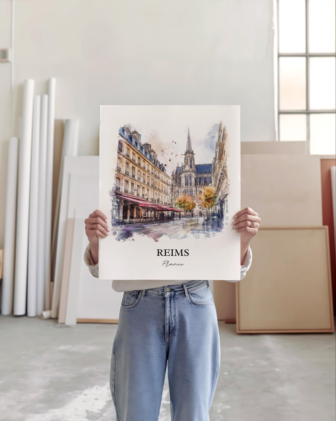 Reims France Wall Art, Grand Est Region Print, France Watercolor Art, Reims France Gift, Travel Print, Travel Poster, Housewarming Gift