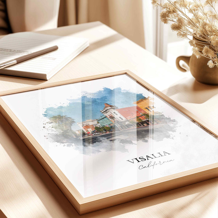 Visalia, California – Watercolor Art Print