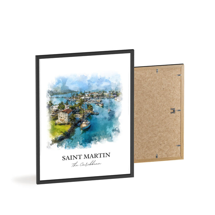 Saint Martin Wall Art, Saint Martin Print, St. Martin Watercolor Art, Caribbean Islands Gift, Travel Print, Travel Poster, Housewarming Gift