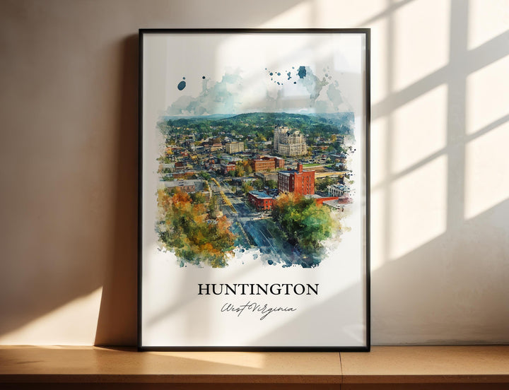 Huntington WV Wall Art, Cabell County Print, West Virginia Watercolor, Huntington WV Gift, Travel Print, Travel Poster, Housewarming Gift