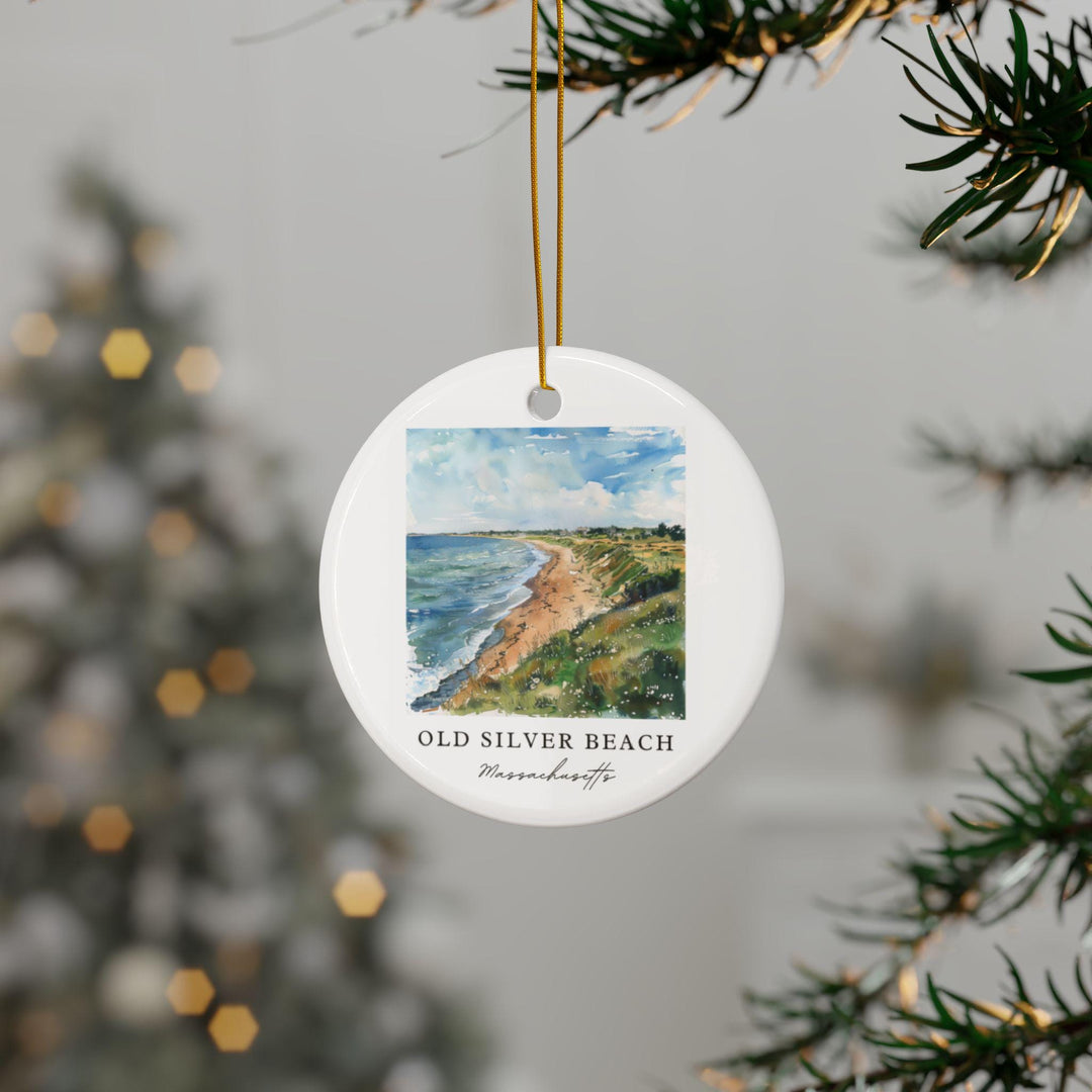 Old Silver Beach Ornament: Unique Falmouth MA Souvenir, Old Silver Beach Xmas Decor, and Authentic Old Silver Beach Gift