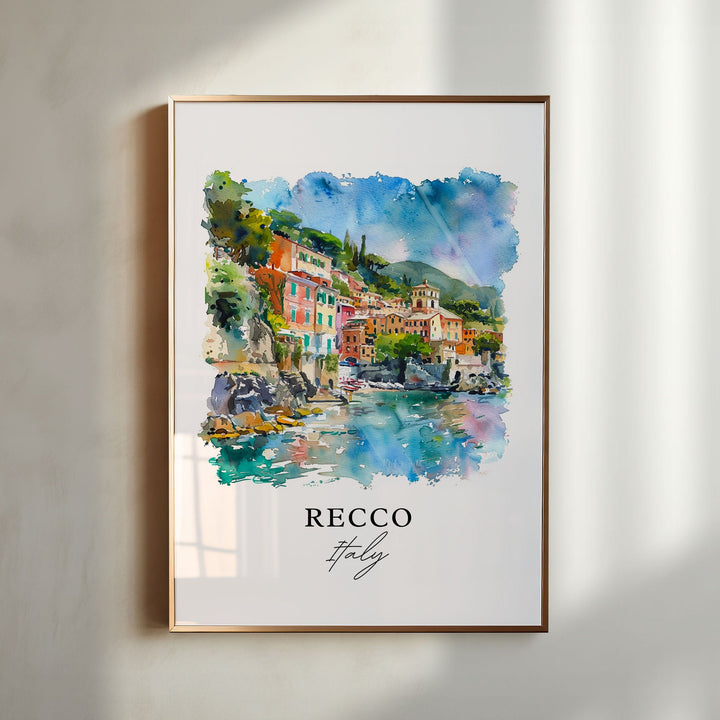 Recco Italy Wall Art, Recco Liguria Print, Genoa Italy Watercolor, Recco Italia Gift,