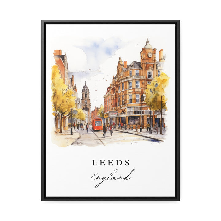 Leeds traditional travel art - England, Leeds poster, Wedding gift, Birthday present, Custom Text, Personalized Gift