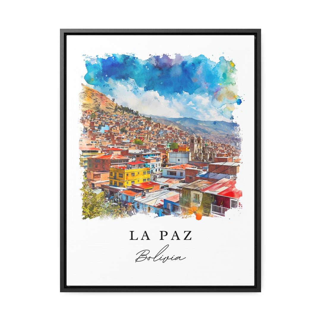 La Paz watercolor travel art - Bolivia, La Paz print, Wedding gift, Birthday present, Custom Text, Perfect Gift