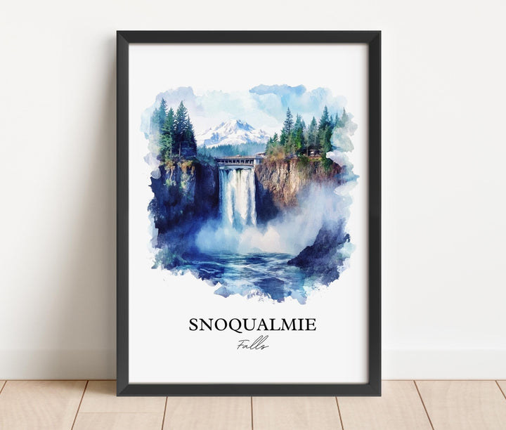 Snoqualmie Falls Wall Art, Fall City Print, Washington St Watercolor, Snoqualmie Falls Gift, Travel Print, Travel Poster, Housewarming Gift