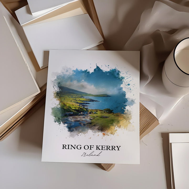 Ring of Kerry Wall Art, Ireland Print, Ireland Watercolor Art, Ireland Gift, Ring of Kerry Travel Print, Travel Poster, Housewarming Gift