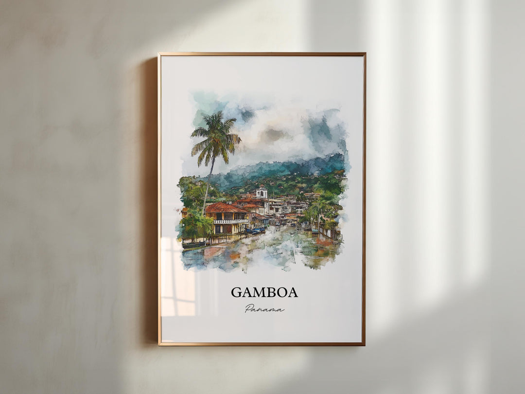 Gamboa Wall Art, Panama Print, Panama Watercolor Art, Gamboa Panama Gift, Travel Print, Travel Poster, Housewarming Gift