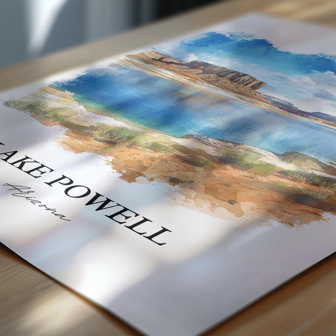 Lake Powell Wall Art, Glen Canyon AZ Print, Arizona Watercolor Art, Lake Powell AZ Gift, Travel Print, Travel Poster, Housewarming Gift