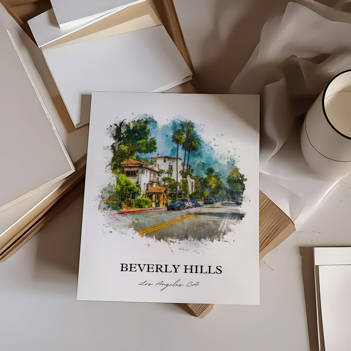 Beverly Hills, California – Watercolor Art Print