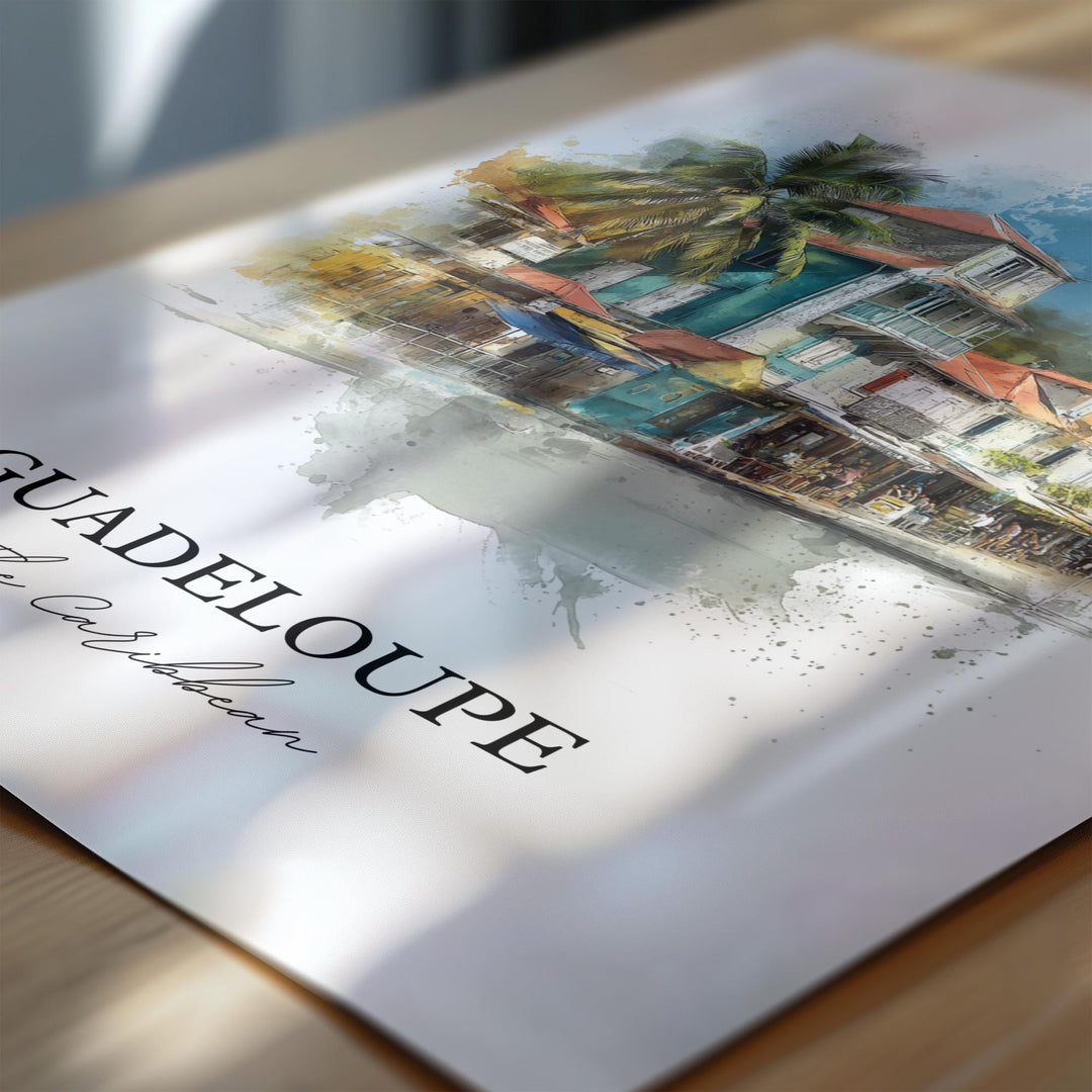Guadeloupe Wall Art, Guadeloupe Print, Caribbean Watercolor Art, Guadeloupe Gift, Travel Print, Travel Poster, Housewarming Gift