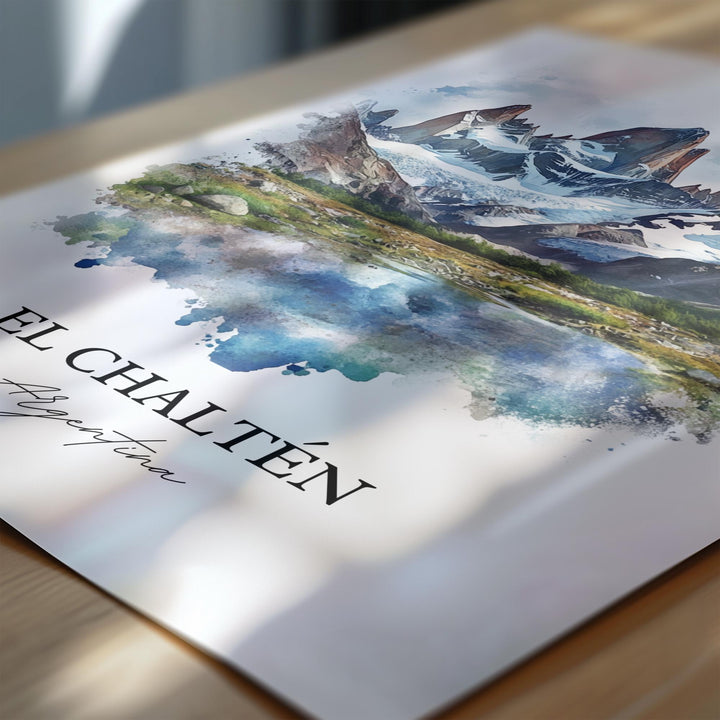 El Chaltén Wall Art, Los Glaciares Park Print, Argentina Watercolor Art, El Chaltén Gift, Travel Print, Travel Poster, Housewarming Gift