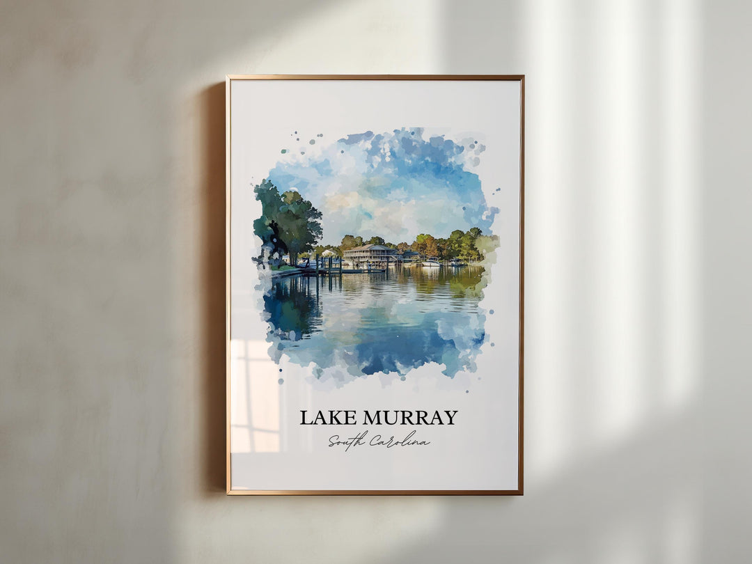 Lake Murray Wall Art, Chapin SC Print, South Carolina Watercolor Art, Lake Murray SC Gift, Travel Print, Travel Poster, Housewarming Gift