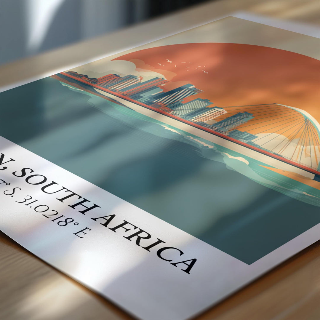 Durban Art, Durban Retro Travel Art, South Africa Home Decor, South Africa Gift, South Africa Travel Art, Travel Prints, Housewarming Gift