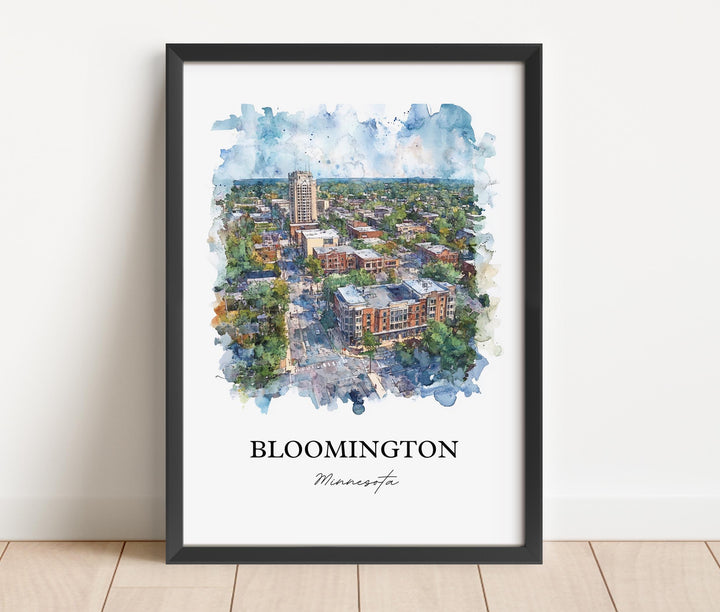 Bloomington MN Art, Hennepin County Print, Minnesota Watercolor, Bloomington Minnesota Gift, Travel Print, Travel Poster, Housewarming Gift