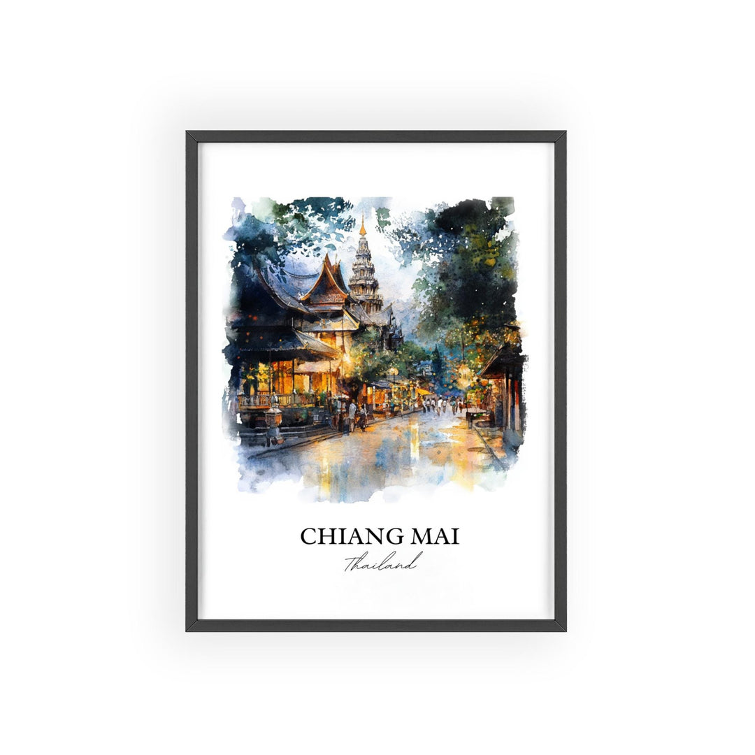 Chiang Mai Wall Art, Chiang Mai Print, Thailand Watercolor Art, Chiang Mai Gift, Travel Print, Travel Poster, Housewarming Gift