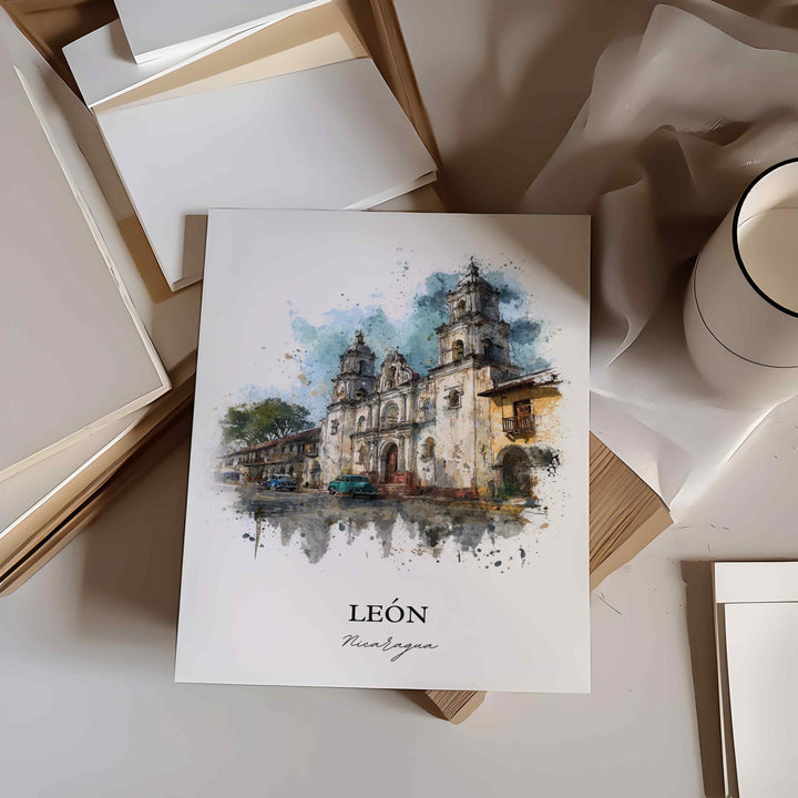 León, Nicaragua – Watercolor Art Print