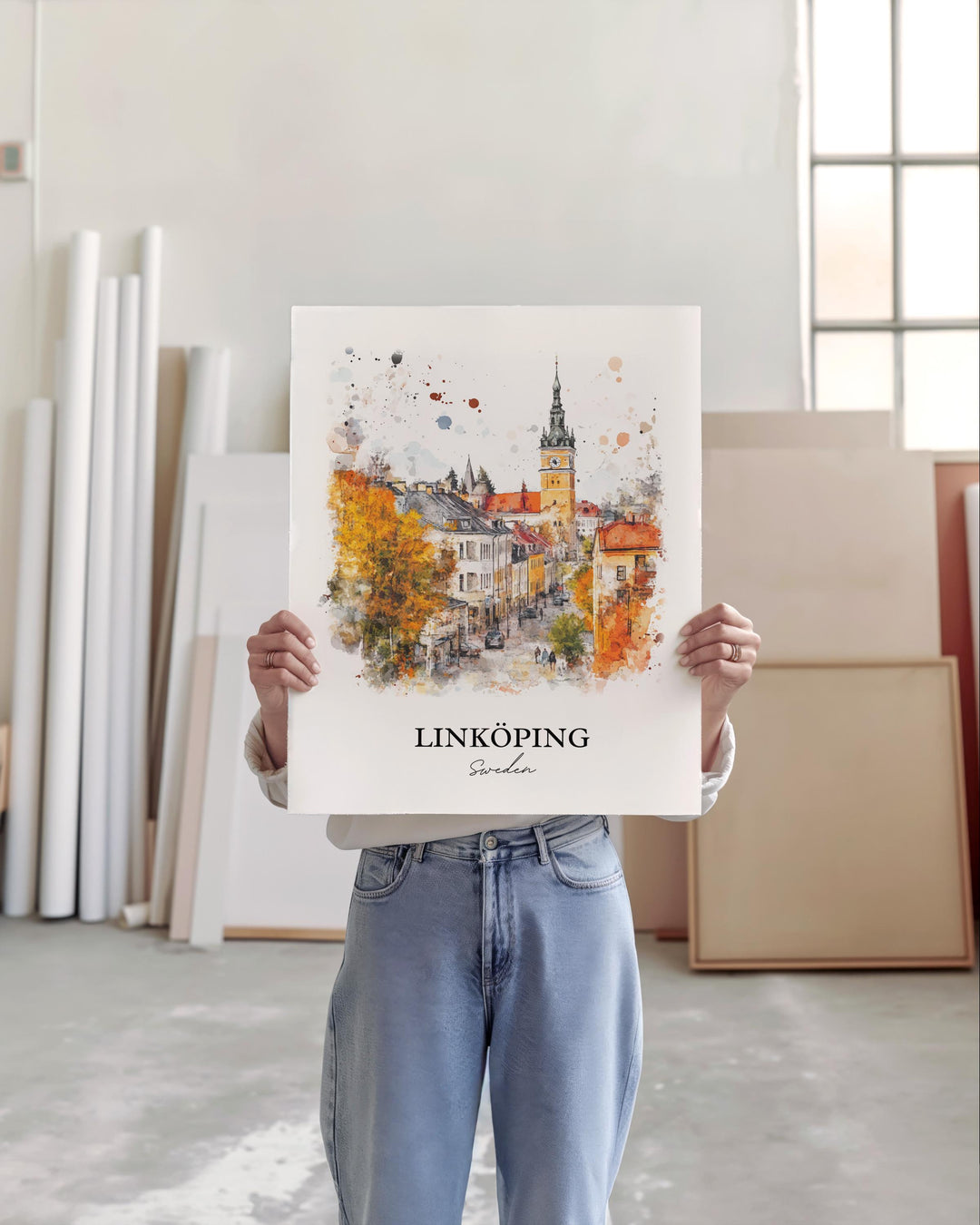 Linköping Travel Print Wall Art Linköping Wall Hanging Home Décor Linköping Gift Art Lovers Sweden Art Lover Gift Linköping Poster