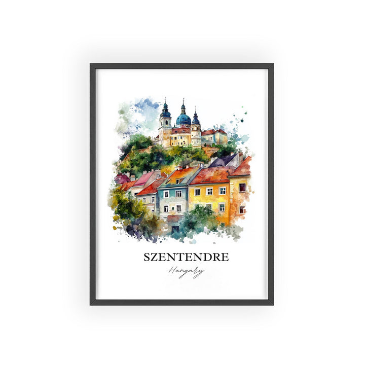 Szentendre Wall Art, Danube River Print, Hungary Watercolor Art, Szentendre Hungary Gift, Travel Print, Travel Poster, Housewarming Gift
