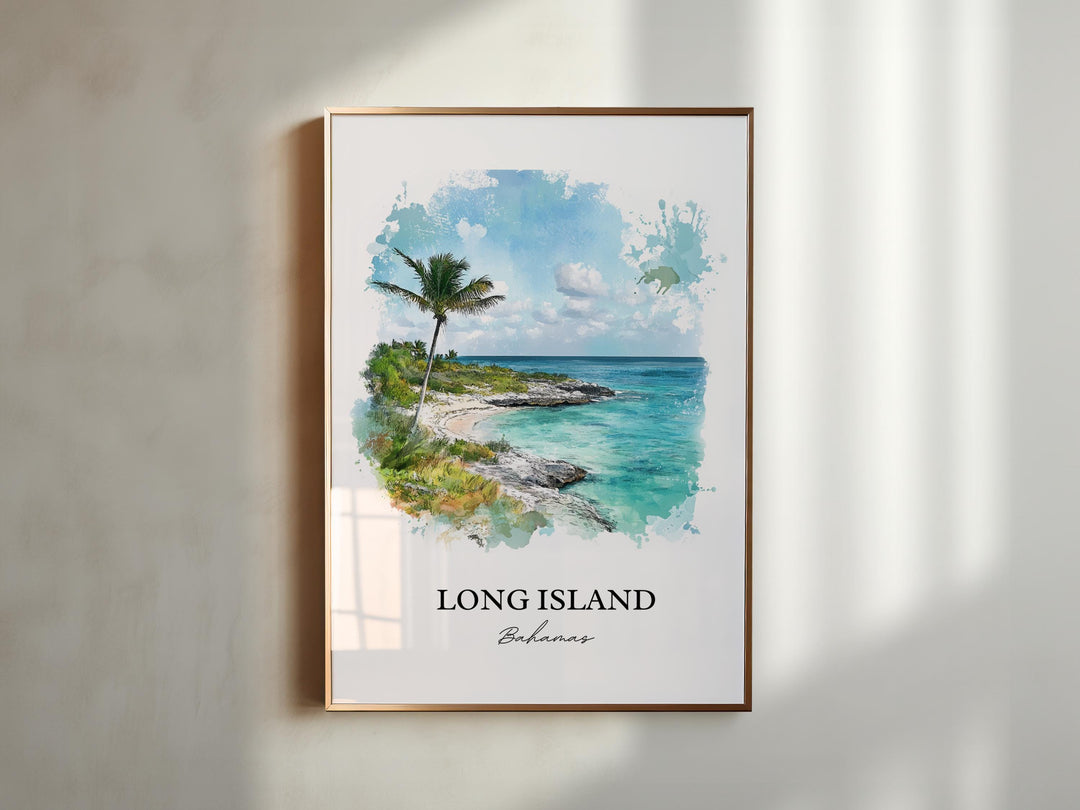 Long Island Bahamas Art, Clarence Town Print, Bahamas Watercolor, Long Island Bahamas Gift, Travel Print, Travel Poster, Housewarming Gift