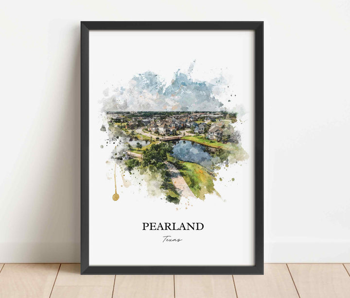 Pearland, Texas – Watercolor Art Print