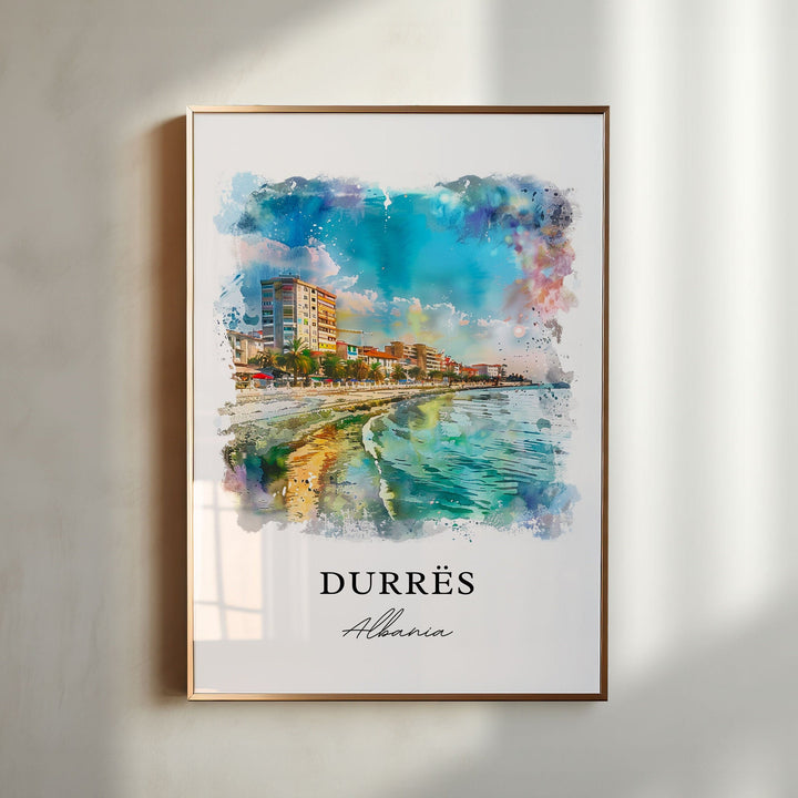 Durres Albania Wall Art, Durrësi Beach Print, Durres Watercolor, Durrësi Beach Gift,