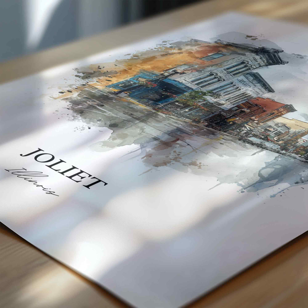 Joliet, Illinois – Watercolor Art Print