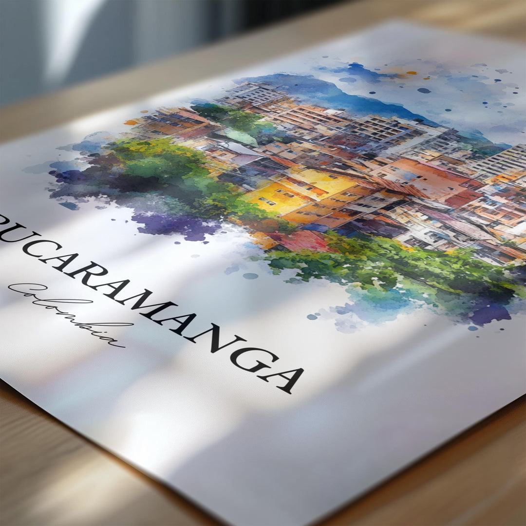 Bucaramanga Wall Art, Santander Print, Colombia Watercolor Art, Bucaramanga Gift, Travel Print, Travel Poster, Housewarming Gift