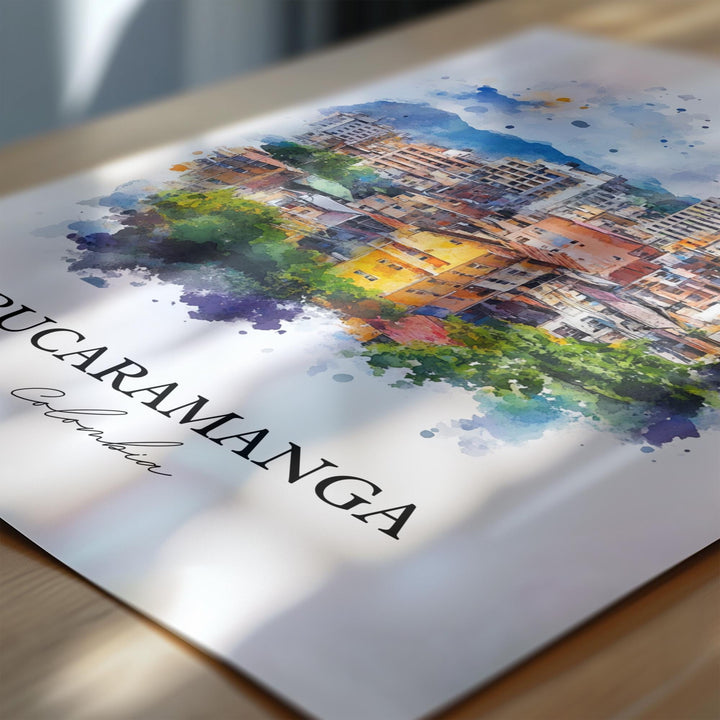 Bucaramanga Wall Art, Santander Print, Colombia Watercolor Art, Bucaramanga Gift, Travel Print, Travel Poster, Housewarming Gift