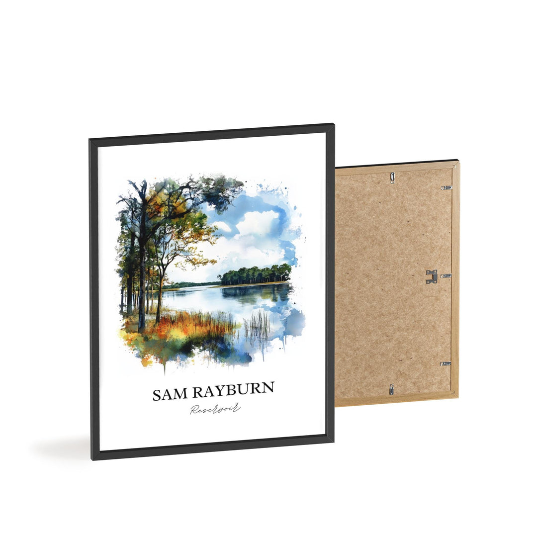 Sam Rayburn Reservoir Art, Deep East Texas Print, Texas Watercolor Art, Sam Rayburn TX Gift, Travel Print, Travel Poster, Housewarming Gift