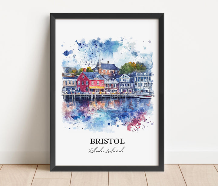 Bristol RI Wall Art, Bristol RI Print, Rhode Island Watercolor Art, Bristol RI Gift, Travel Print, Travel Poster, Housewarming Gift