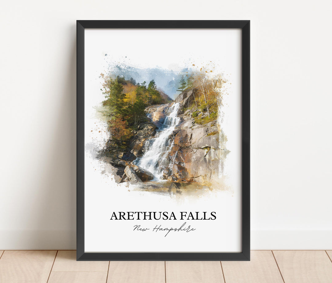 Arethusa Falls Wall Art, White Mountains Print, NH Watercolor Art, Arethusa Falls NH Gift, Travel Print, Travel Poster, Housewarming Gift