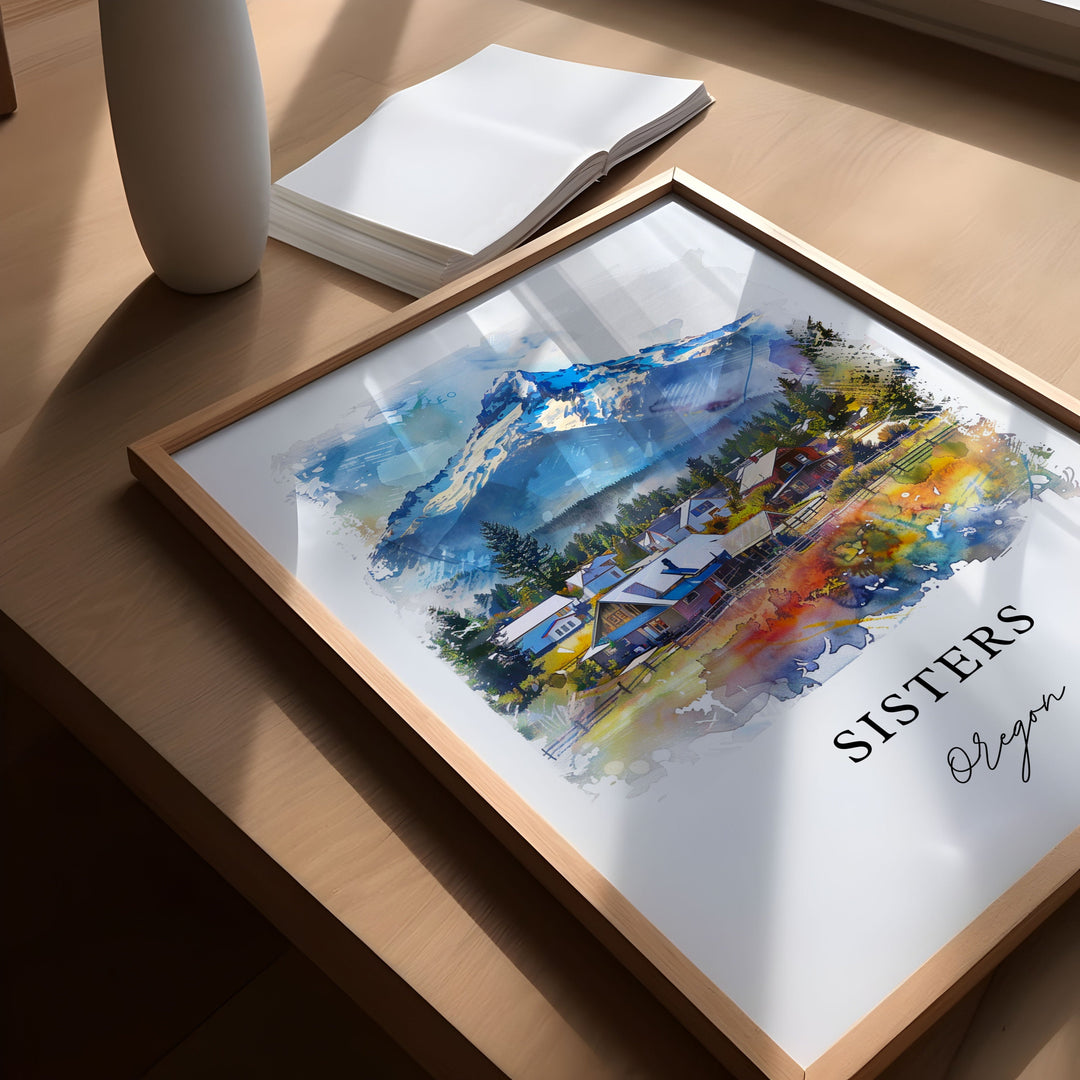 Sisters Oregon Wall Art, Bend OR Print, Deschutes County Art, Sisters Oregon Art Gift, Travel Poster, Housewarming Gift