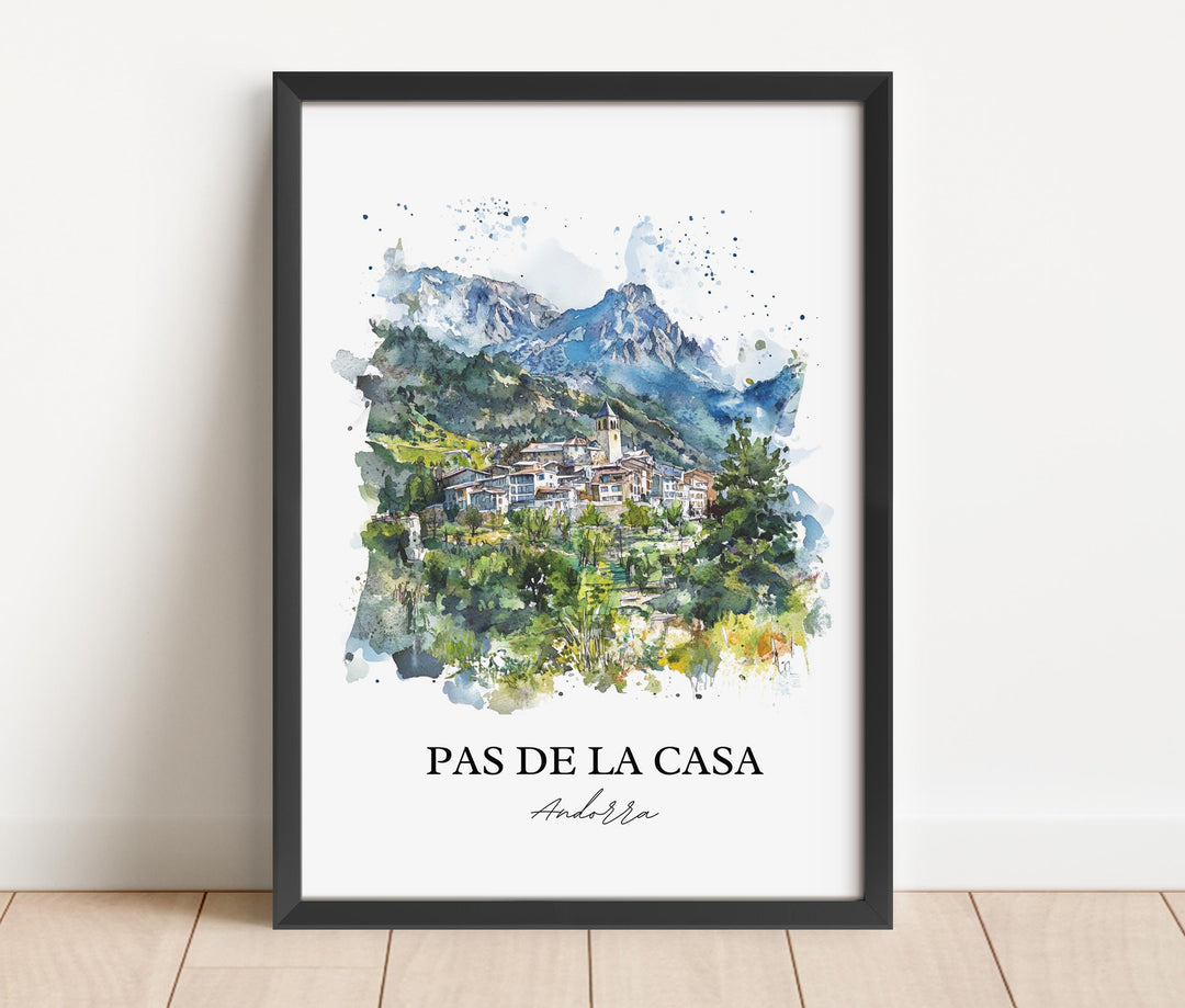 Pas de la Casa Wall Art, Pyrenees Print, Andorra Watercolor Art, Pas de la Casa Gift, Travel Print, Travel Poster, Housewarming Gift