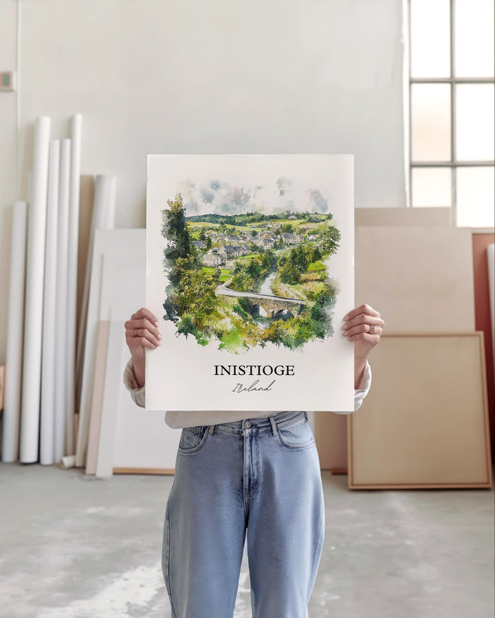 Inistioge Wall Art, Kilkenny Print, Ireland Watercolor Artr, Inistioge Ireland Gift, Travel Print, Travel Poster, Housewarming Gift
